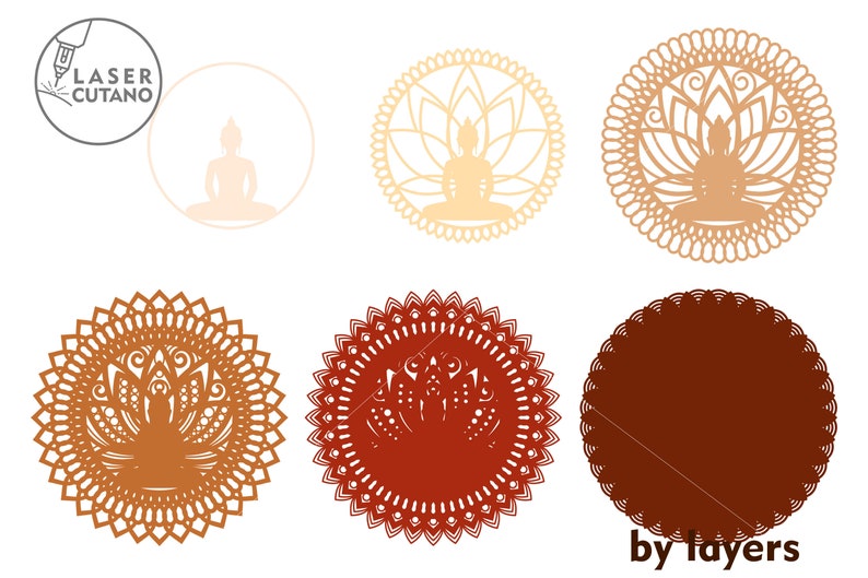 BUDDHA Mandala Laser Cut Files Layered Svg Templates and Wall Laser Cut, Glowforge Files Svg & Cnc Files for Wood Router, layered svg | #474 image 10