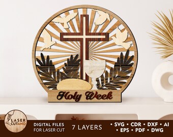 Holy Week Laser Cut Easter Svg Religious Dxf and Christian Svg, Easter Dxf and dxf easter, laser cut religious & glowforge easter | #405