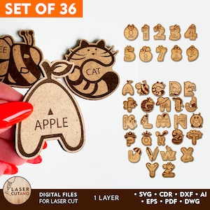 Laser Cut File ALPHABET Magnets Svg File and Laser Cut Alphabet Letters Dxf, Magnets Glowforge and Xtool Files, Lightburn Files | #590