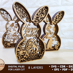 Pâques svg Files Bundle EASTER BUNNY BUNDLE laser coupé fichiers de Pâques pour cricut et Pâques svg bunny dxf, panier en forme de lapin cdr | #132