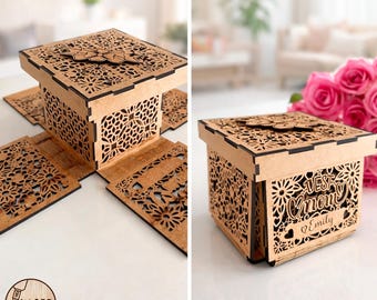 Mother’s Day Gift Box Laser Cut SVG File Mom Mum Glowforge Wooden Gift Box SVG Template Gift Box DXF Cnc Xtool LightBurn Laser | #717