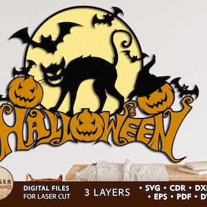 HALLOWEEN Svg Laser Cut File Cricut Halloween Dxf glowforge svg en cricut svg, glowforge bestand en cnc-bestand lasersnijden | #219