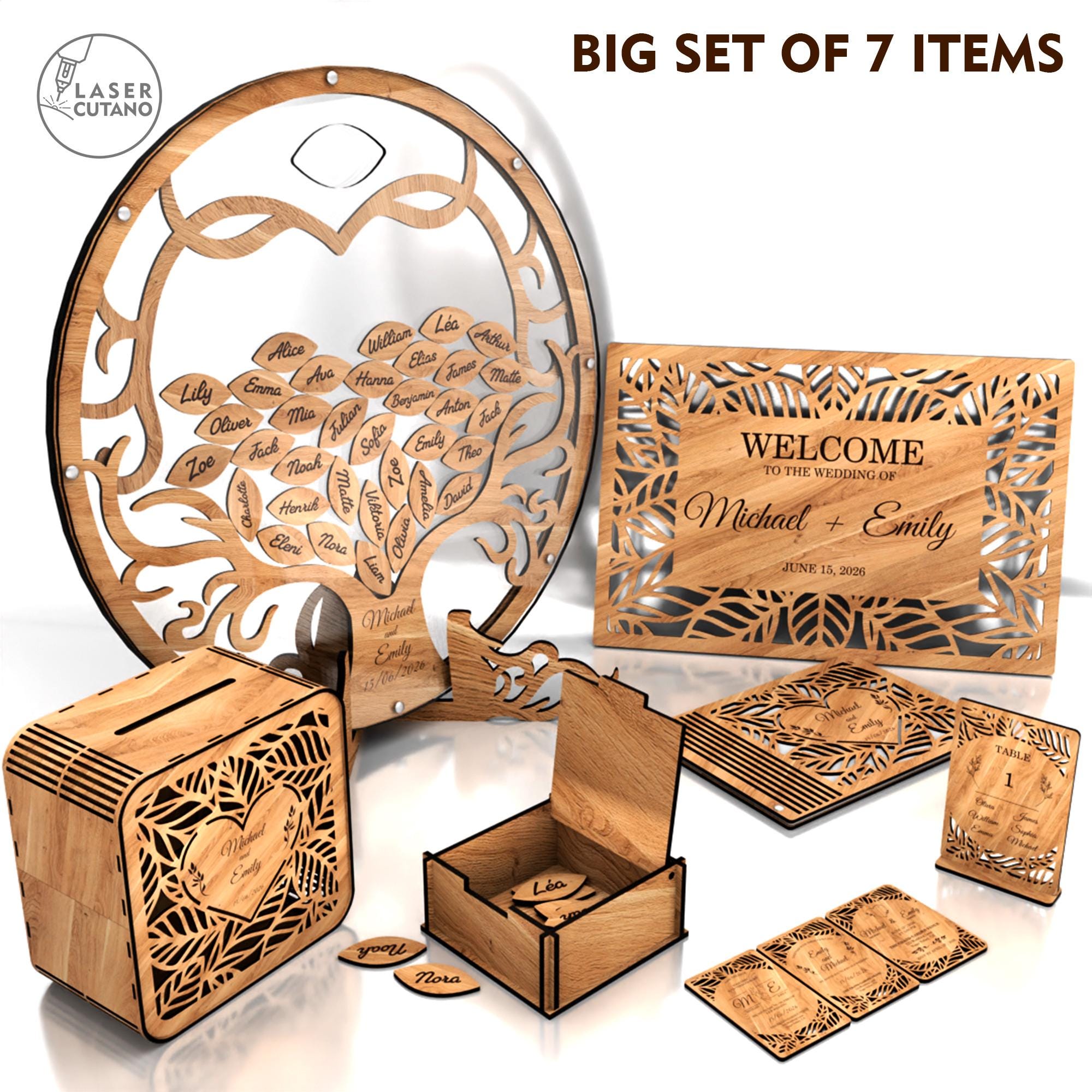 BIG WEDDING Laser Cut Set – 7 SVG Files – Wedding Decor | #677 - Etsy