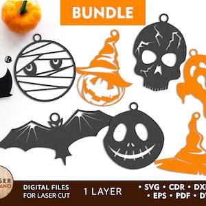 Svg HALLOWEEN Bundle Cut Files for Laser and halloween cut out, laser cut svg halloween and cnc halloween dxf glowforge file decor | #238