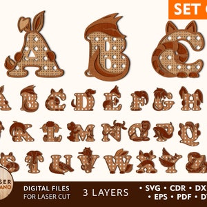 Bambini ALFABETO Svg Taglio laser File Nome Segno e Nome Svg Cricut, Lettera Taglio laser e Segno taglio laser, Nome bambino taglio laser LaserCutano / #437