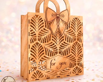 Gift Box SVG Laser Cut File, MDF Gift Packaging Template | #714