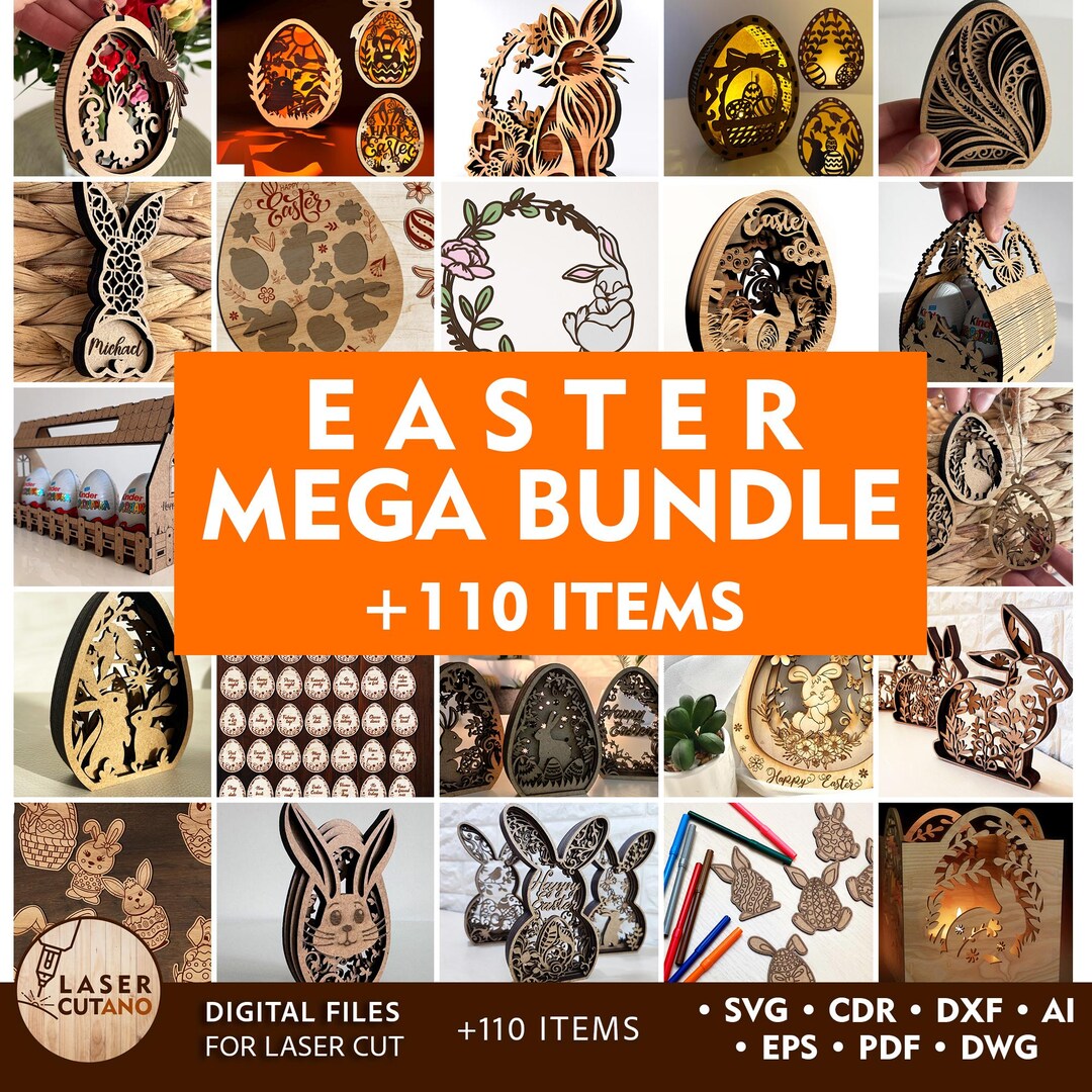 EASTER Laser Cut Files Svg for Laser Cutting Mega Bundle, Easter ...