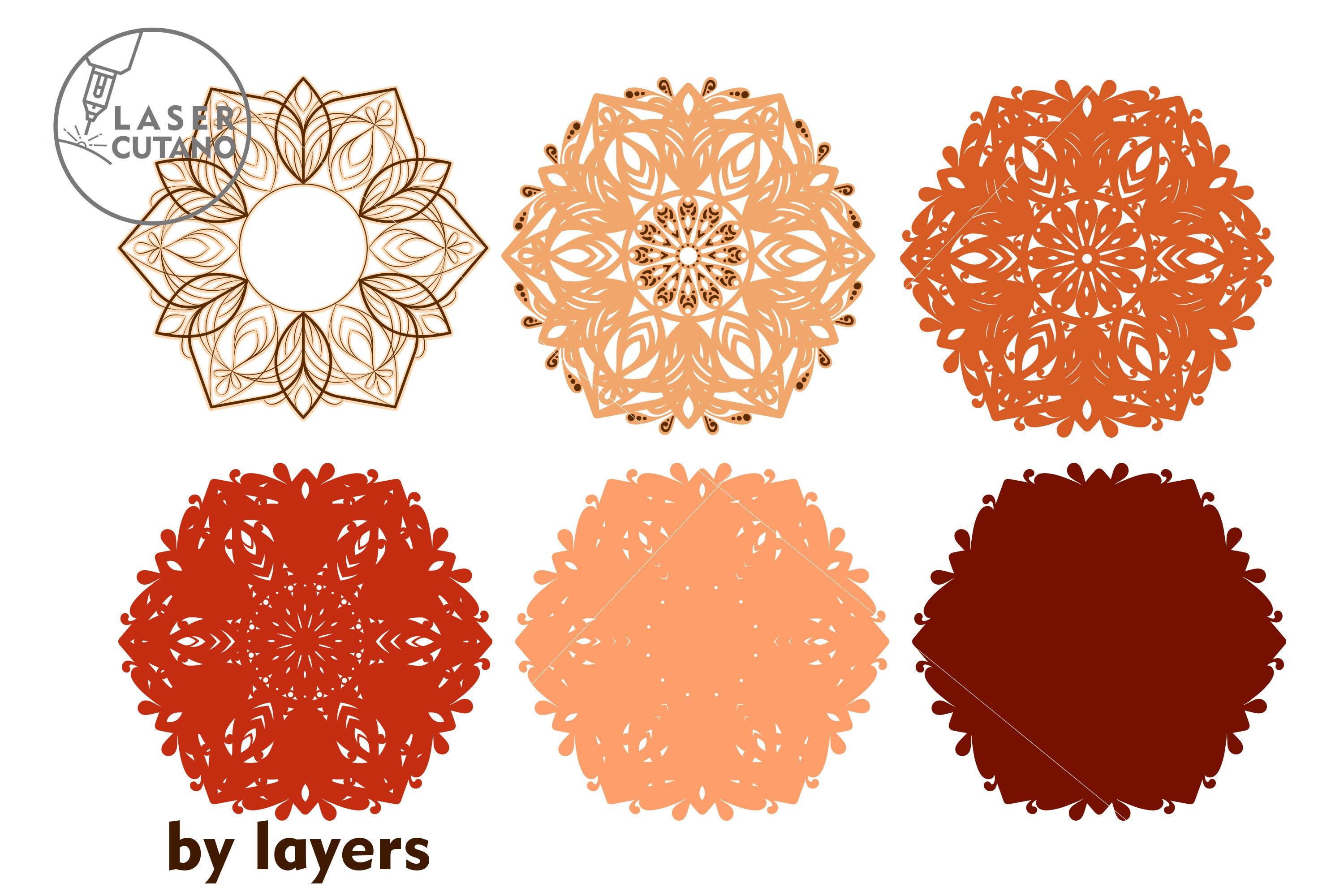 彫り型紙 マンダラ レーザーカット ファイル SVG 3D レイヤー SVG