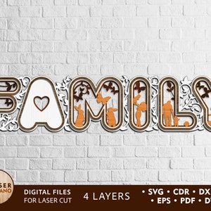 Laser Cut Words - FAMILY - Laser Cut Names and Wood Words, Phrases for Wall, Script Wood Cutout and Laser Cut Letters, Laser Cut Sign | #102