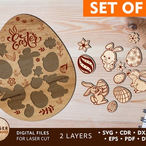 HUEVO DE PASCUA Puzzle Pintura DIY Archivos de corte láser, Pascua svg para Glowforge y pintura archivo láser, Kit de pintura svg y Huevo de Pascua Svg / #288