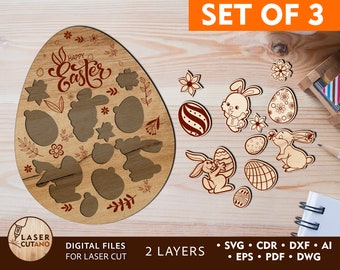 EASTER EGG Puzzle Paint DIY Laser Cut Files, Easter svg for glowforge and paint laser file,  Paint Kit svg and Easter Egg Svg | #288