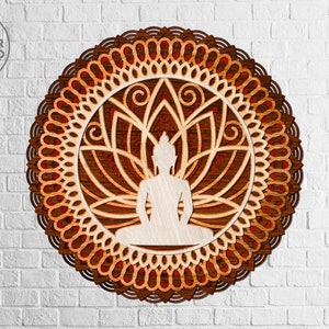 BUDDHA Mandala Laser Cut Files Layered Svg Templates and Wall Laser Cut, Glowforge Files Svg & Cnc Files for Wood Router, layered svg