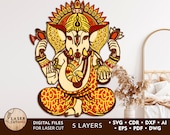 Laser Cut File Dxf Cdr Svg GANESHA Cnc Laser File and Hindu Ganesha Ganapati laser cut, layered art Ganesh svg Mandala Laser Cut | #330