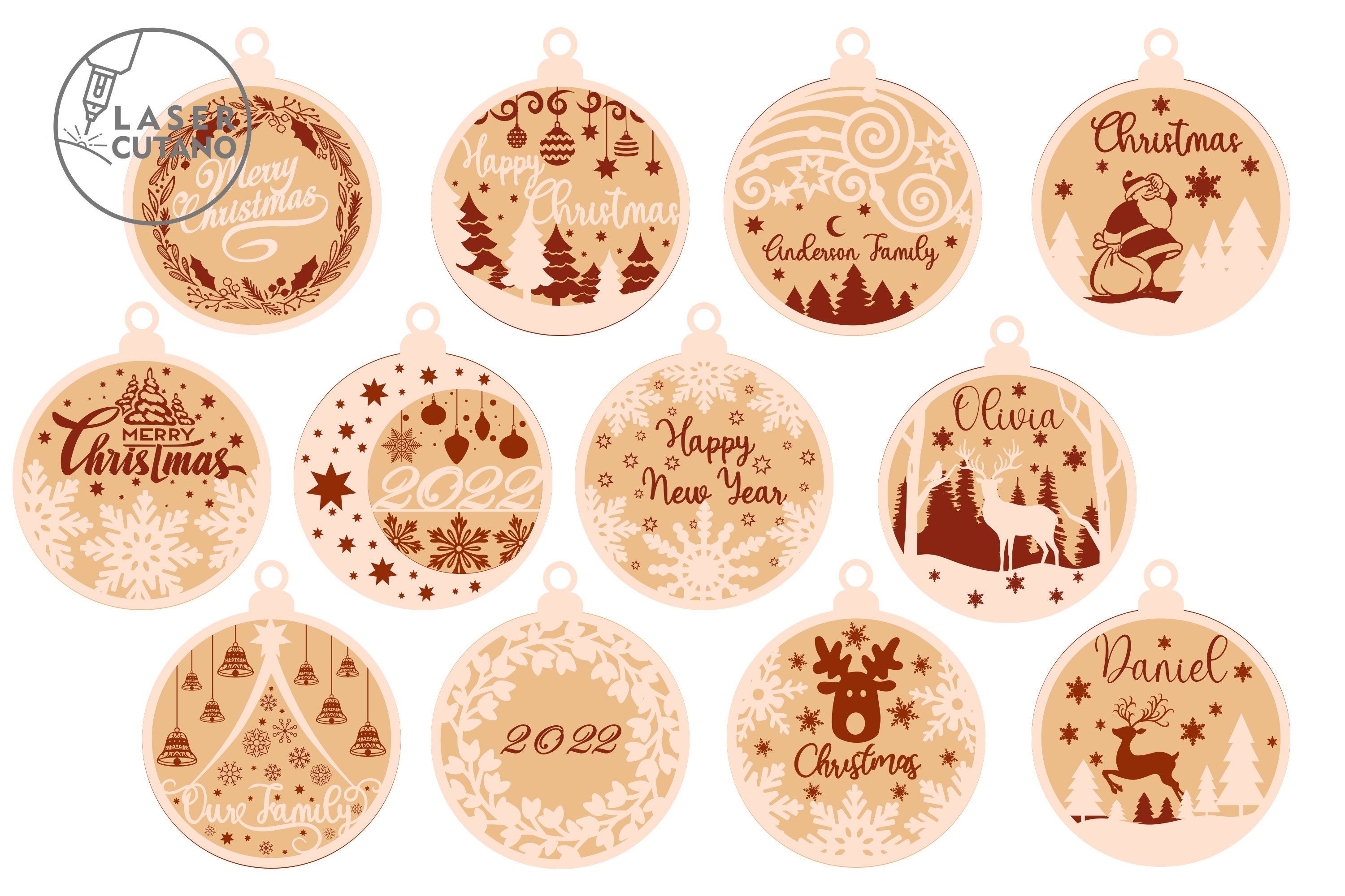 Svg CHRISTMAS ORNAMENTS Laser Cut Files Bundle Templates New Etsy UK