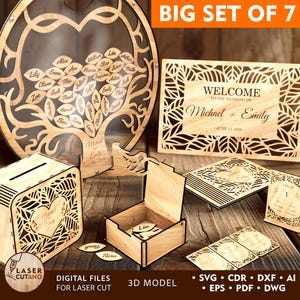 Ensemble découpé au laser BIG WEDDING – 7 fichiers SVG – décoration de mariage | #677