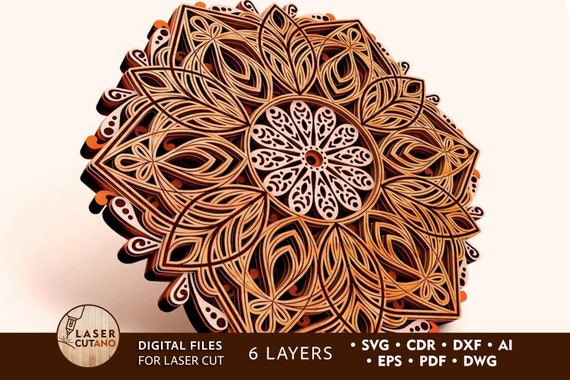 彫り型紙 マンダラ レーザーカット ファイル SVG 3D レイヤー SVG