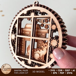 Arquivos cortados a laser, enfeites de Natal, arquivos Svg Glowforge e arquivos CNC | #528