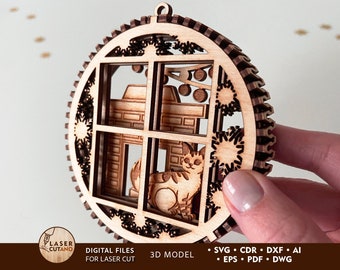 Laser Cut Files Christmas Ornaments Svg Glowforge Files and Cnc Files | #528