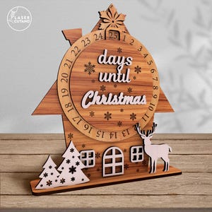 Advent Calendar Laser Cutting Christmas Glowforge Svg File, Xmas Lasercut Files, Calendar Dxf Cut File, Christmas Decor Svg