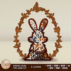 OSTERN Laser Cut FilesSvg Osterhasen-Dxf-Datei und Oster-Dxf-Datei, Kaninchen-Laserschnitt & Ostersvg-Schichtdatei, SVG-Datei Сardstock | #548
