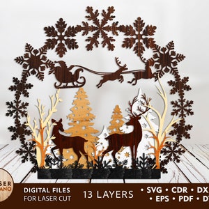File tagliati al laser Albero di Natale Svg Dxf Glowforge Natale, Natale cnc e buon Natale in formato SVG, file di taglio in formato SVG di ornamento di Natale / #260