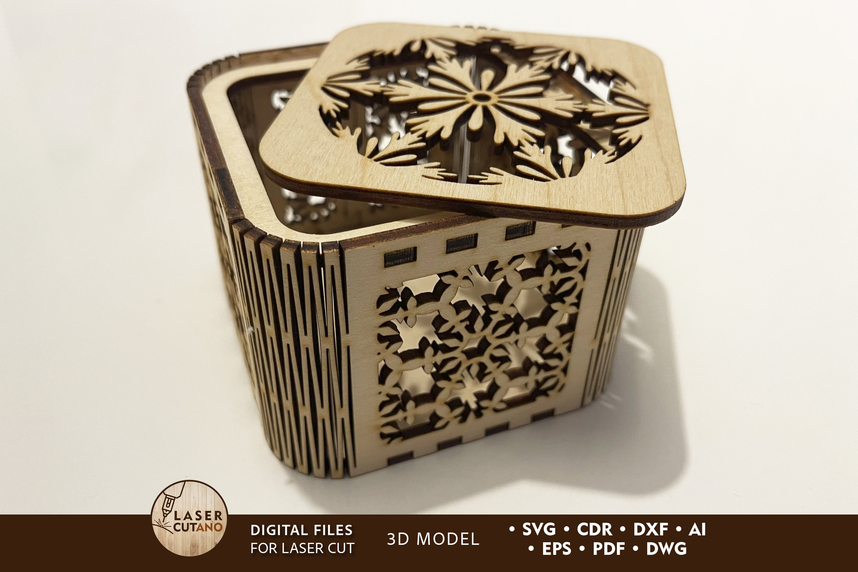 Christmas Laser Cut Box File Svg Pattern and Glowforge Box Svg, Wooden ...