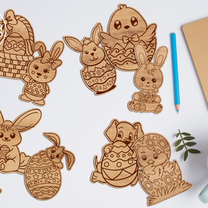 easter diy paint kit svg laser cut files, easter painting ideas, easter svg for glowforge, laser cut kits and easter laser score file