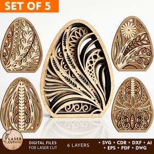 Archivos cortados con láser Huevos de Pascua Archivo Svg Cnc y Archivo Glowforge de Pascua, Archivo Dxf de Pascua y Patrón de plantilla de archivo cortable por láser Plan Cnc / #557