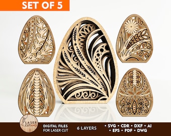Archivos cortados con láser Huevos de Pascua Archivo Svg Cnc y Archivo Glowforge de Pascua, Archivo Dxf de Pascua y Patrón de plantilla de archivo cortable por láser Plan Cnc / #557