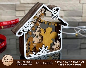 WINTER HOUSE Laser Cut Files Svg Dxf files for plasma, dxf files cnc & house laser file, new cutting file laser cut instant download | #277