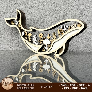 Laser Svg Wieloryb Laser Cut File Wielowarstwowe pliki Svg i Wielowarstwowe cięcie laserowe, Pliki cięte laserowo Zwierzęta Svg Xtool Lightburn Glowforge | #591