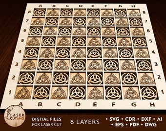 SCHACHBRETT Laser geschnitten Datei Glowforge SVG und cnc Schach, Laser Cutter Ideen und dxf Schach, lasergravierte Schach & Dame Datei Pläne | #319