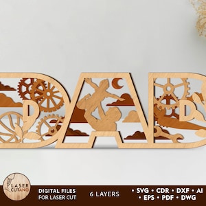 DAD Laser Cut File Father Day Laser Gifts, Dad Laser File and Fathers Day Laser Svg, Happy Father’s Day Gift for Dad Plan Glowforge | #564
