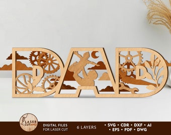 DAD Laser Cut File Father Day Laser Gifts, Dad Laser File and Fathers Day Laser Svg, Happy Father’s Day Gift for Dad Plan Glowforge | #564