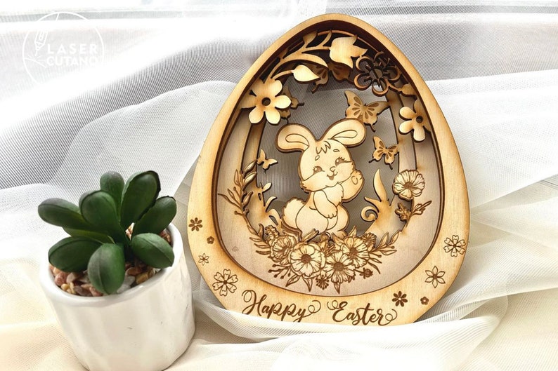 laser cut files easter laser file svg layered and 3d svg file, egg layered svg