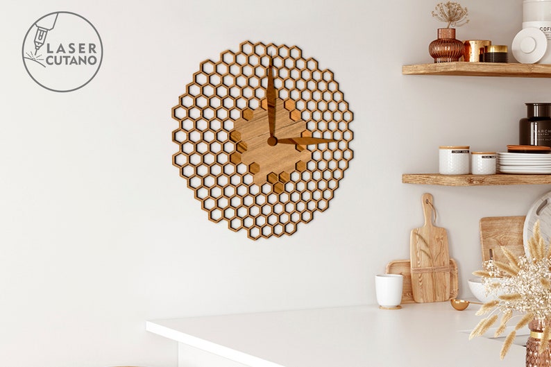 Wall Clock Laser Cut File Pdf Svg Cnc File and Clock Glowforge File, Watch Laser File & Clock Svg for Laser, Clock Dxf File Wall Art