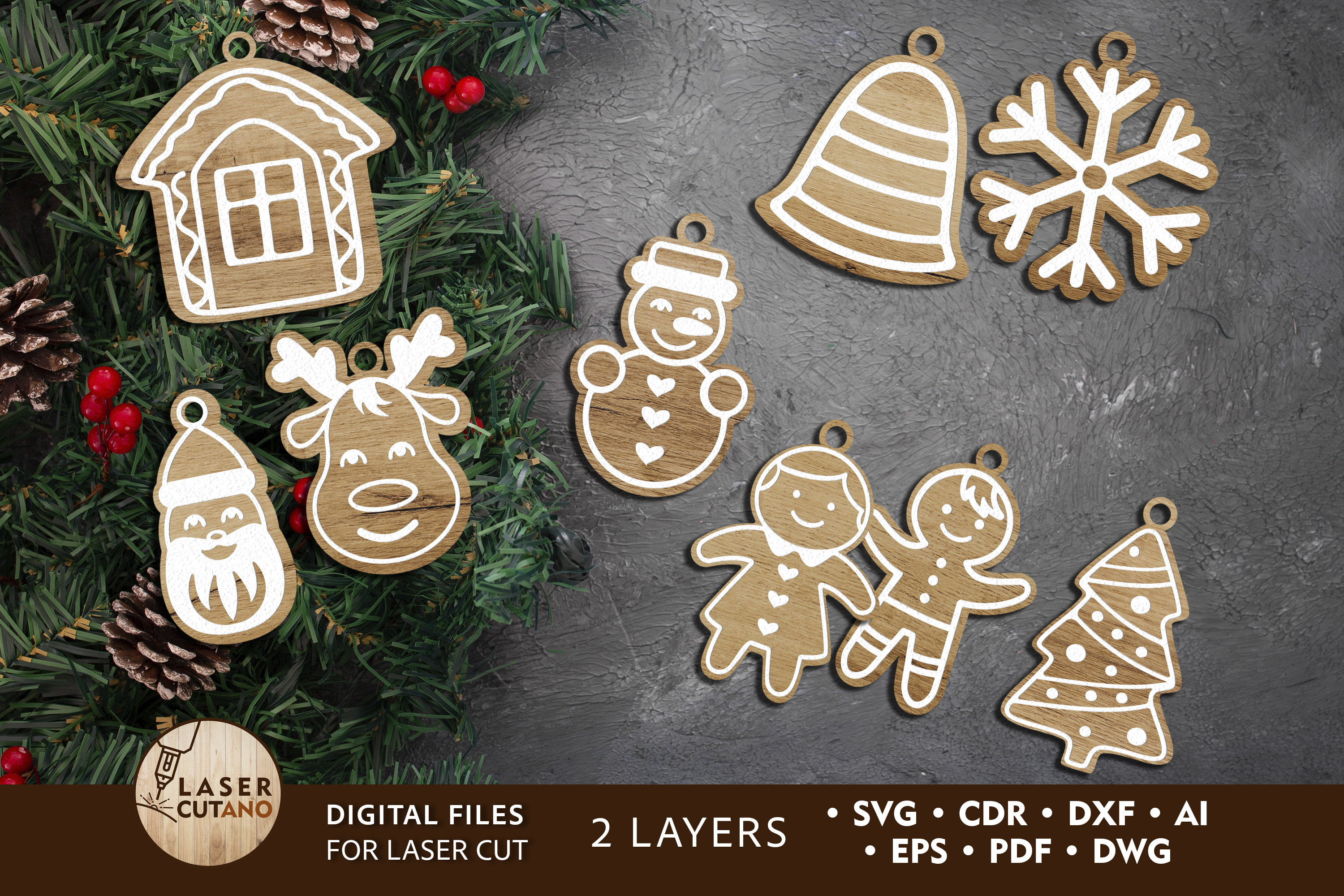 CHRISTMAS Ornament Svg Bundle Laser Cut Files and Laser - Etsy