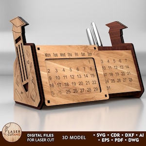 Organizador de lápis personalizado com corte a laser, arquivo SVG e caixa de corte a laser, porta-canetas, organizador de mesa para arquivo com corte a laser, porta-canetas com corte a laser | #672