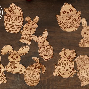 easter diy paint kit svg laser cut files, easter painting ideas, easter svg for glowforge, laser cut kits and easter laser score file