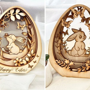 laser cut files easter laser file svg layered and 3d svg file, egg layered svg