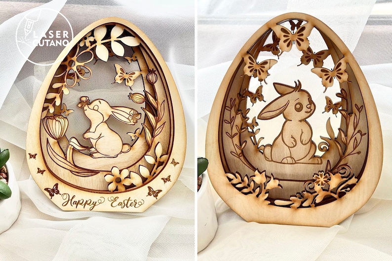 laser cut files easter laser file svg layered and 3d svg file, egg layered svg