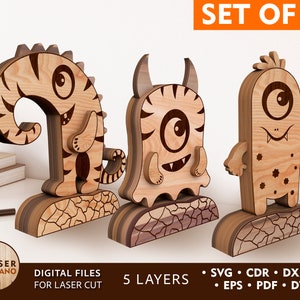 Fichiers découpés au laser de monstres Halloween, gravure laser Svg et décoration d&#39;halloween, idées de gravure laser dxf d&#39;halloween, projet cnc d&#39;halloween | #357