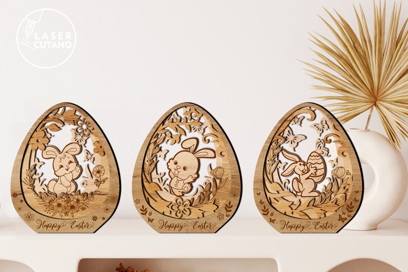 laser cut files easter laser file svg layered and 3d svg file, egg layered svg