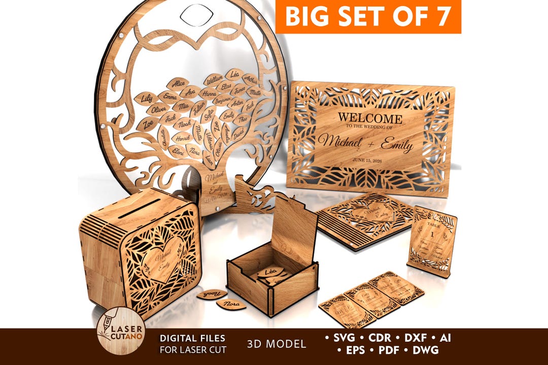 Big Set Laser Svg Wedding Laser Cut Files Invitations Wedding Decor ...