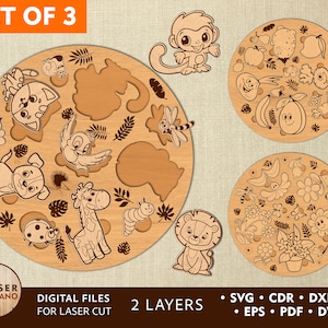 Lasergesneden puzzel Svg-bestand Dxf kinderen speelgoed en puzzels Svg lasergravure, Glowforge Kids & puzzel sjabloon svg, lasergesneden digitaal bestand | #444
