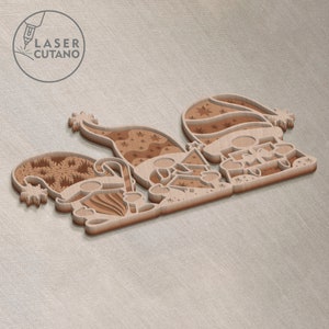 CHRISTMAS GNOMES Laser Cut Files Ornaments Dxf Files and Christmas Laser Design, Gnome Files for Xtool, laser cuttable files