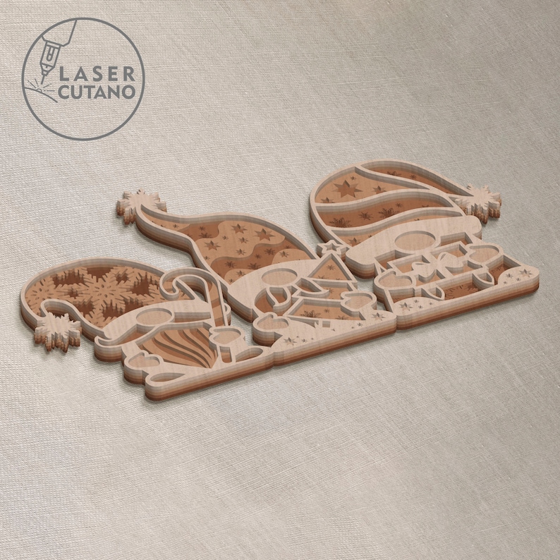 CHRISTMAS GNOMES Laser Cut Files Ornaments Dxf Files and Christmas Laser Design, Gnome Files for Xtool, laser cuttable files