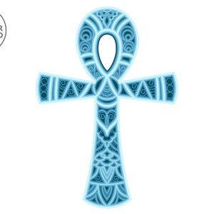 ANKH Svg Spiritual Egypt Laser Cut File and Vector cutting plan, Cnc files for wood and Multi-layer wall decor, Dxf, Ai, Cdr, Dwg | #176 image 5