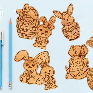 easter diy paint kit svg laser cut files, easter painting ideas, easter svg for glowforge, laser cut kits and easter laser score file