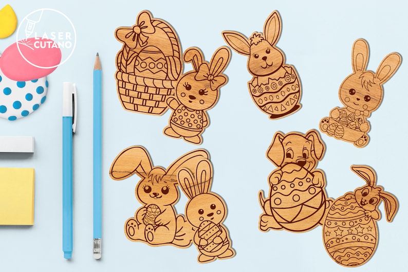 easter diy paint kit svg laser cut files, easter painting ideas, easter svg for glowforge, laser cut kits and easter laser score file